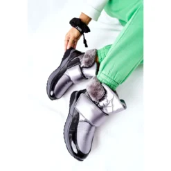 S.Barski Bottes De Neige Chaudes Femme Gris Evamia Argent