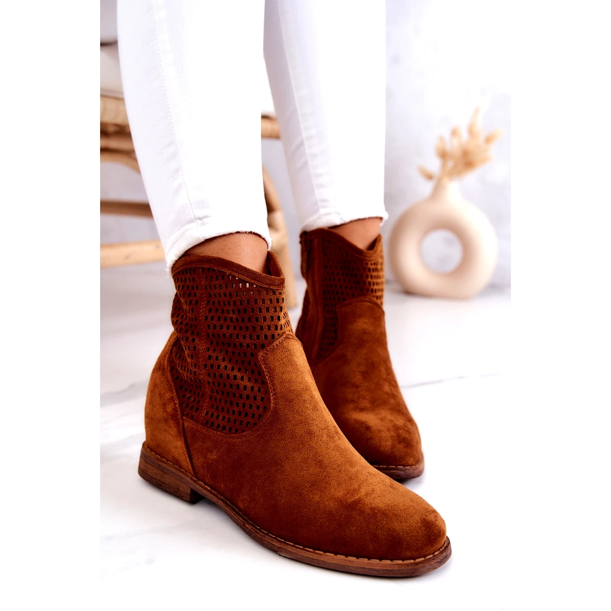S.Barski Bottes Femme Daim Compensées Cachées Camel Solene Brun 2 S.Barski Bottes Femme Daim Compensées Cachées Camel Solene Brun – Image 2