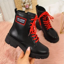 S.Barski Bottes Isolées Noires Pour Filles De S. Bararski Le Noir Rouge