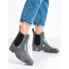 SHELOVET Bottes De Pluie Courtes Brillantes Gris