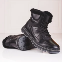 SHELOVET Bottes D'hiver Pour Hommes Isolées Avec Fourrure Le Noir