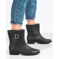 SHELOVET Bottes En Caoutchouc Noir Avec Boucle Le Noir