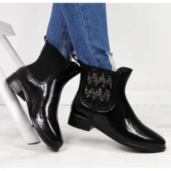 T.Sokolski Bottes Galoches Femme Jodhpur Avec Zircons Cubiques Noir T. Sokolski Le Noir