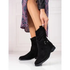 W. Potocki Bottes Pour Femmes Noires à Tige Froissée Potocki Le Noir