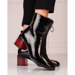 W. Potocki Bottes Pour Femmes Potocki Noires En Cuir Verni Le Noir
