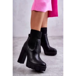 WS1 Bottes En éco-cuir Pour Femmes Avec Une Chaussette Noir Adalyn Le Noir -Lumière Écarlate Bottes ws1 bottes en eco cuir pour femmes avec une chaussette noir adalyn le noir 7 2000x2000 1